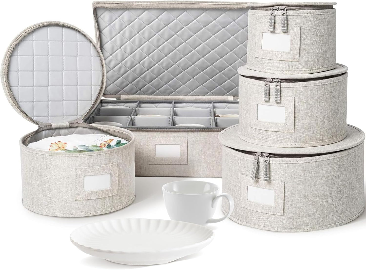 Premium Hard Shell Storage Containers for Organizing Dinnerware