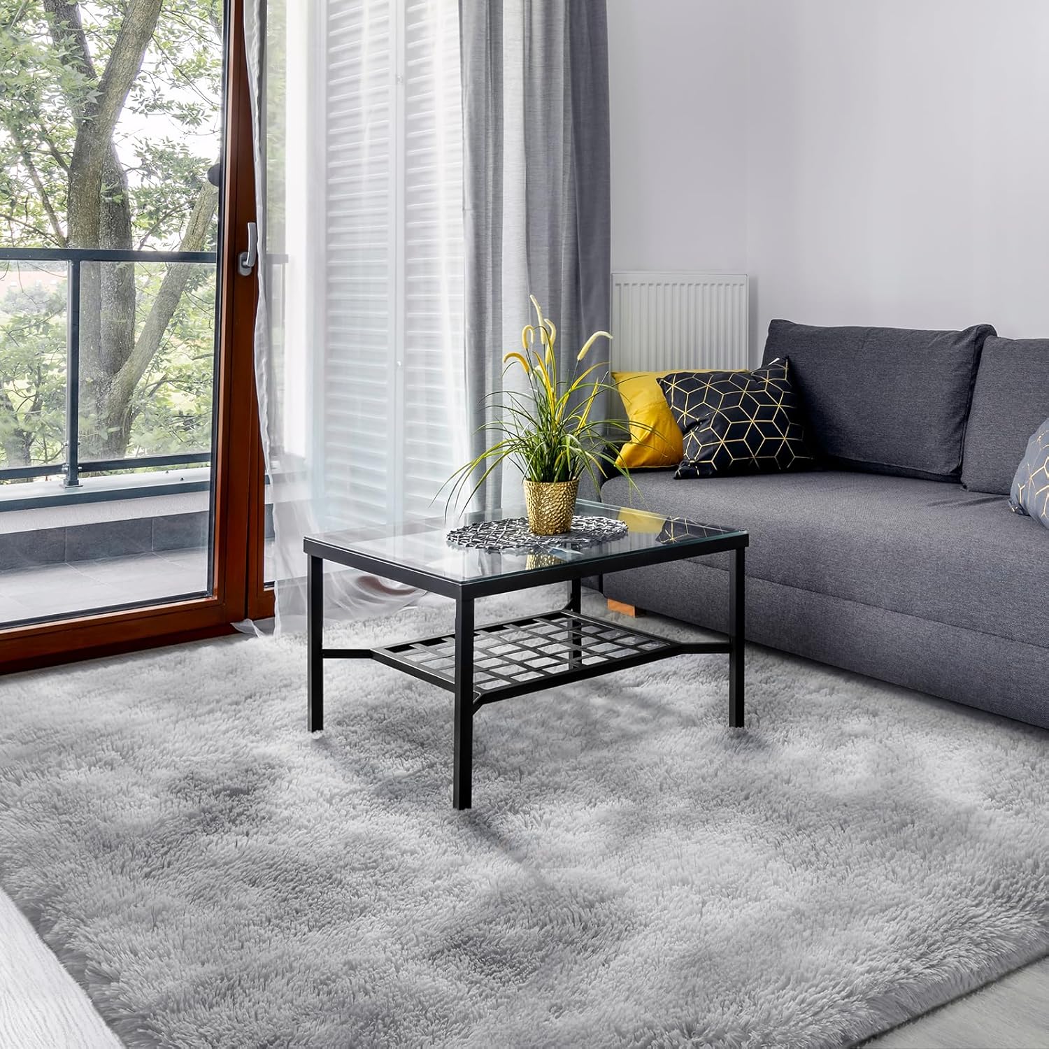Large 5x8 ft Tie-Dyed Shag Area Rug for Bedroom and Living Room