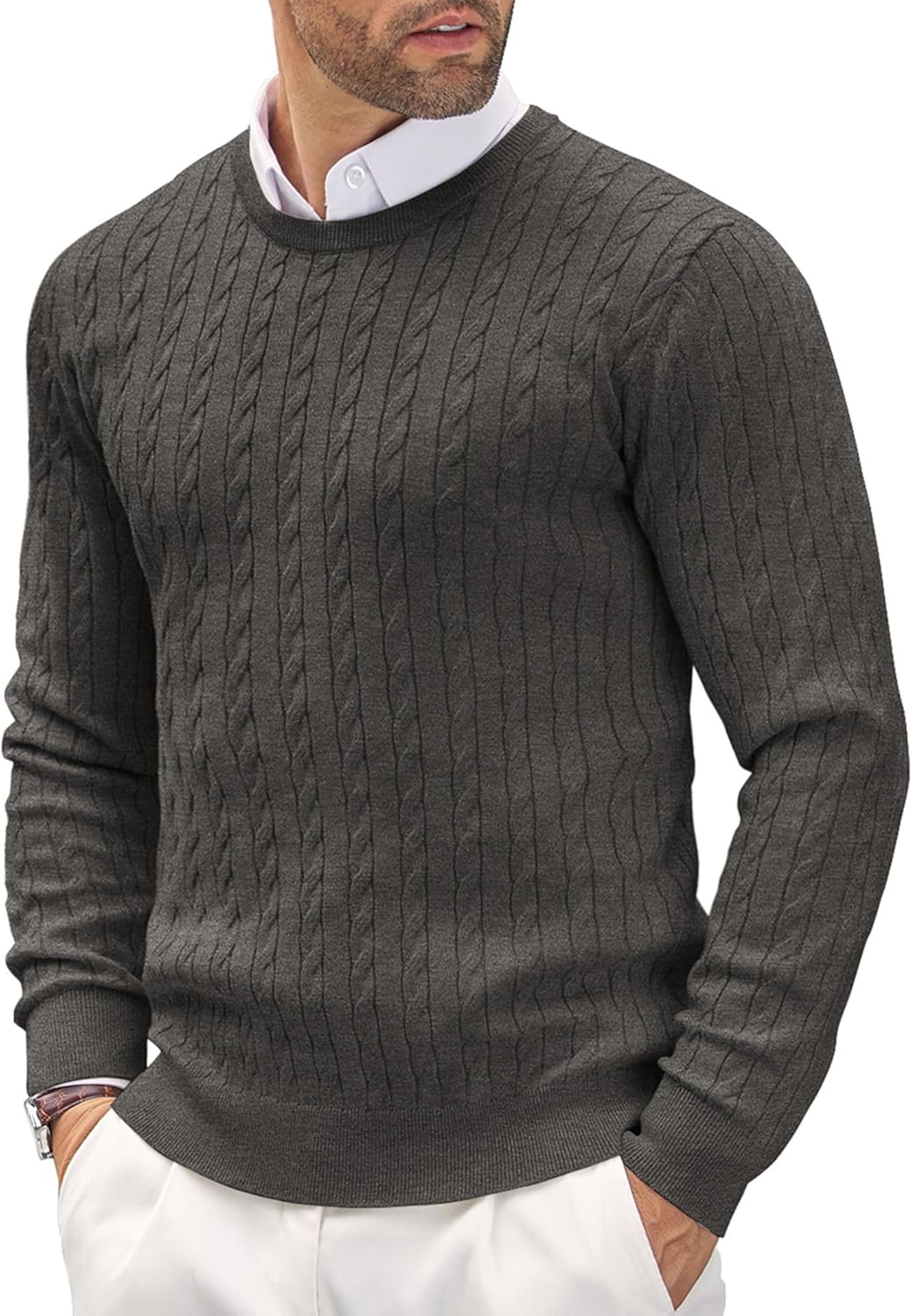 COOFANDY Men's Crewneck Knit Sweater for Stylish Comfort