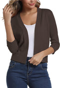 Women's 3/4 Sleeve Cropped Cardigan Sweater - Elegant Shrug Style