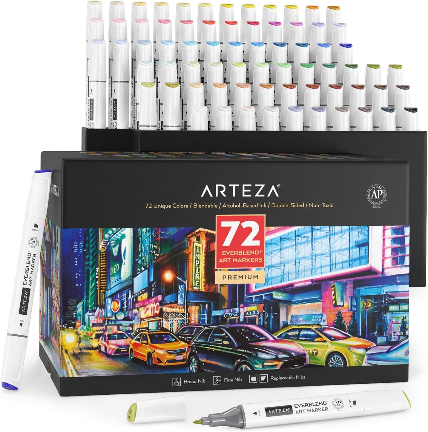 ARTEZA Art Alcohol Markers Set of 72 Colors for Artists