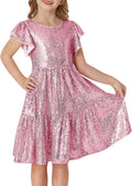 GRACE KARIN Girls Sequin Party Ruffle Midi Dress - Sparkly Fit