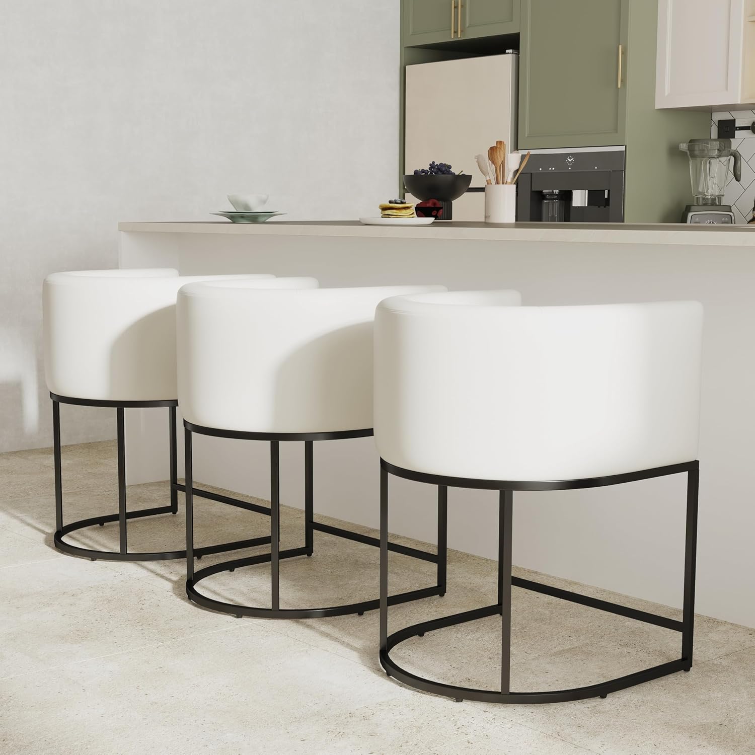 PU Leather Bar Stools Set of 3 for Modern Kitchen Spaces