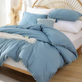 Full Size Comforter Set with Pom Fringe - Soft All-Season Comfort