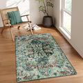 Bohemian Floral Medallion Area Rug 3x5 - Washable Non-Slip Accent