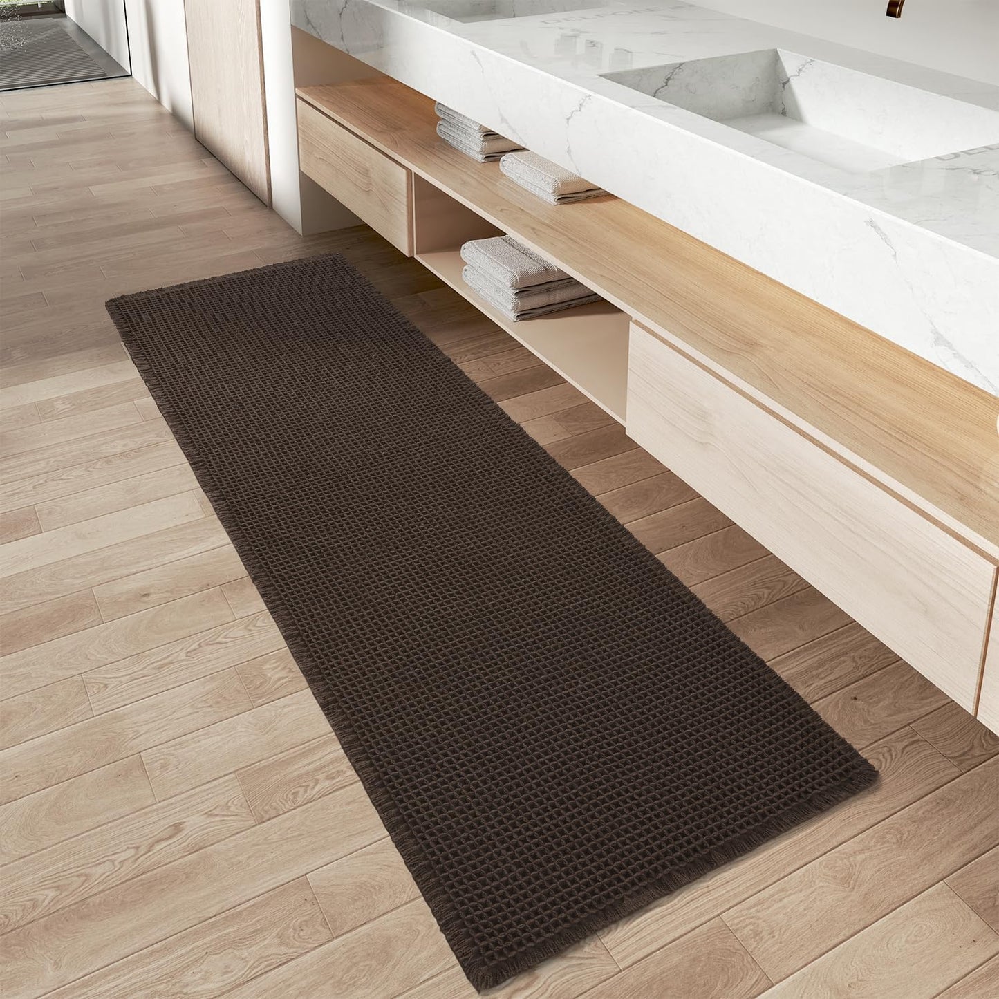 Upgraded Waffle Runner Rug for Bathroom - Super Absorbent Design