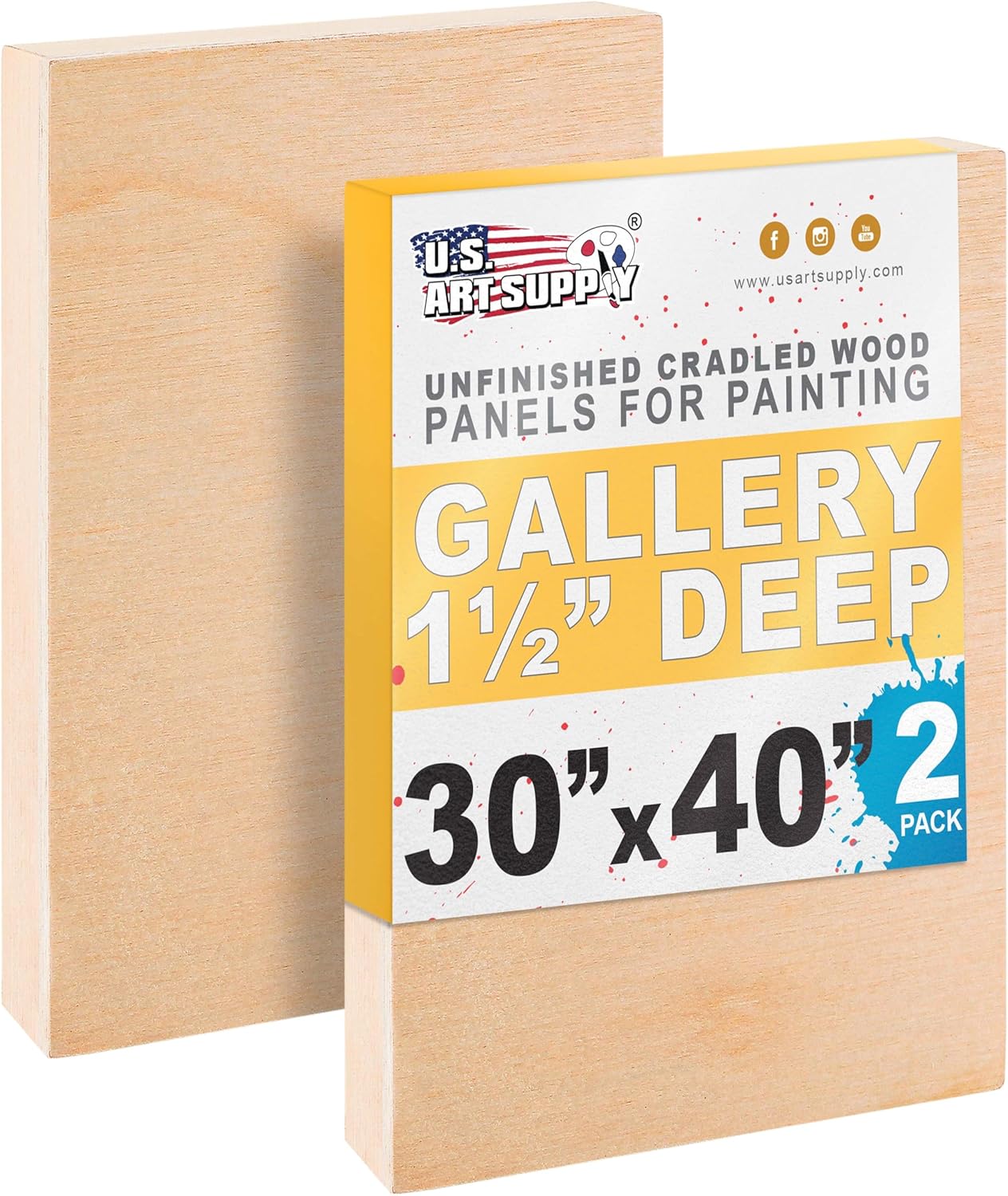 30in x 40in Unfinished Cradled Wood Panels for Painting Projects