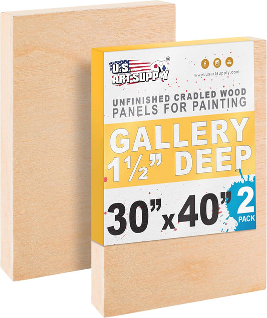 30in x 40in Unfinished Cradled Wood Panels for Painting Projects
