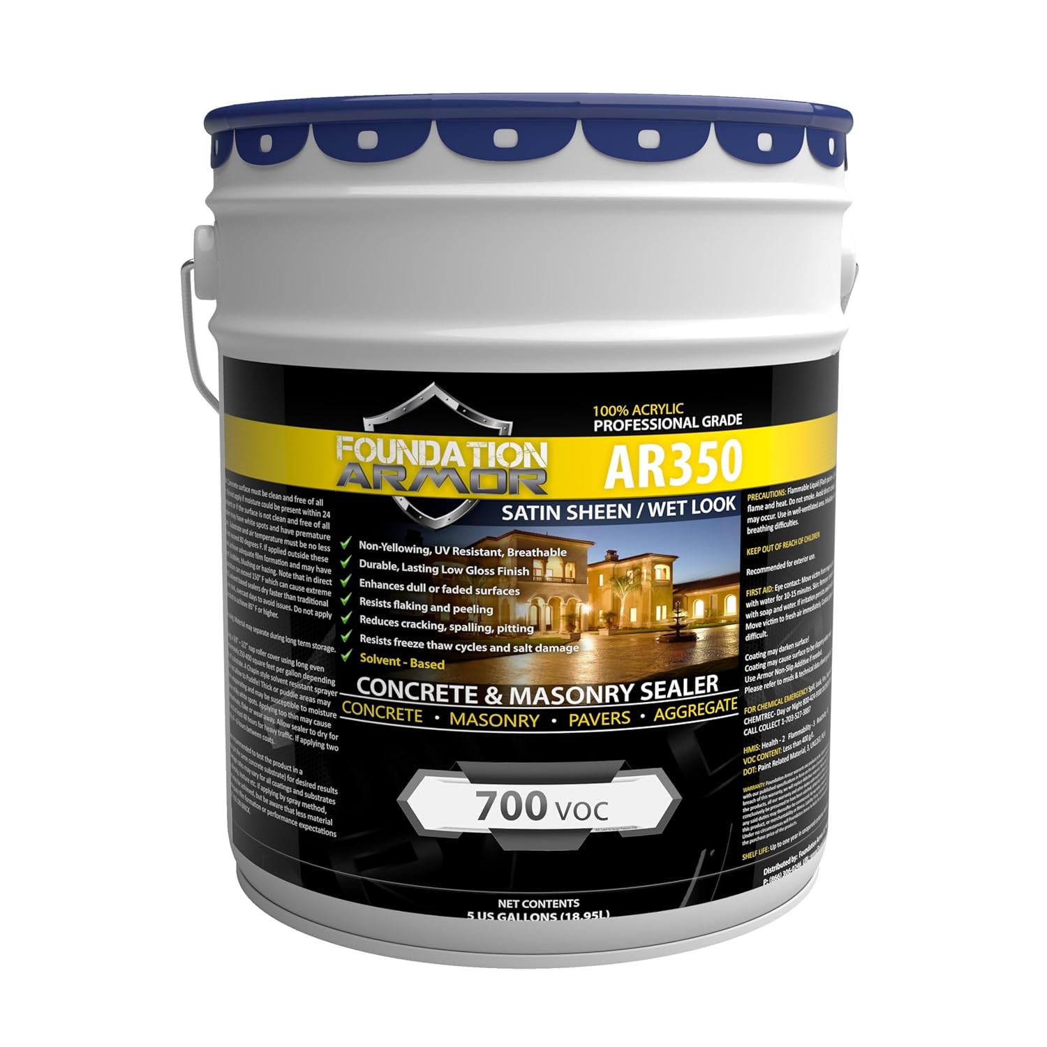 Armor AR350 Low Gloss Wet Look Concrete Sealer for Pavers