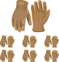 HANDLANDY Men Leather Gardening Gloves - Durable Grip & Thorn