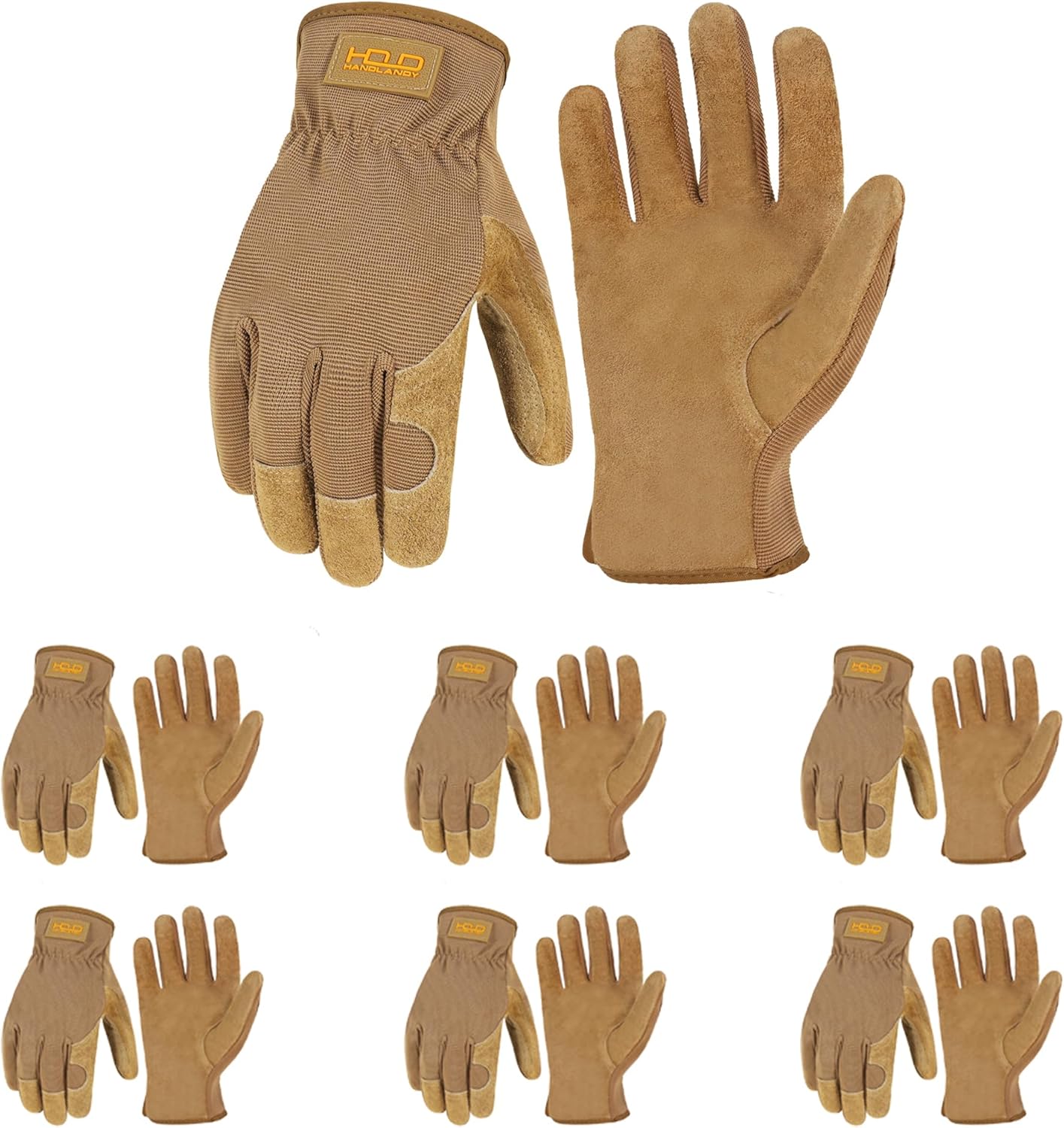 HANDLANDY Men Leather Gardening Gloves for Mechanics & Drivers