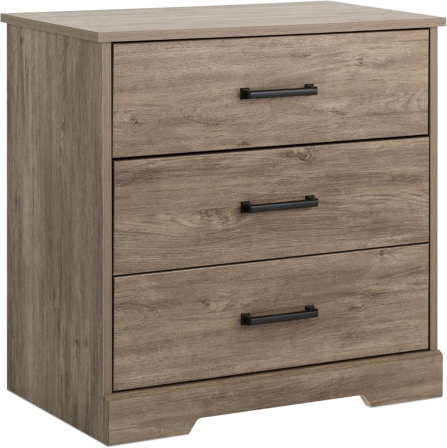 Rustic Ridge Farmhouse Nightstand with 3 Drawers for Bedroom