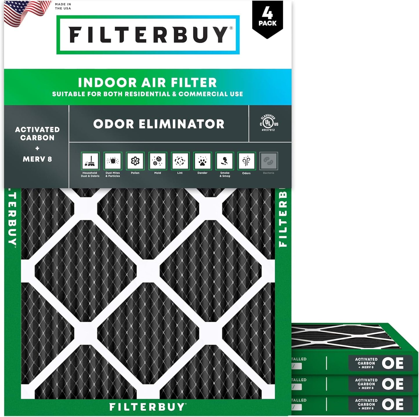 Filterbuy 22x24x1 Air Filter MERV 8 for Odor & Allergy Defense