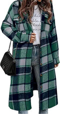 Plaid Shacket Jacket Long Button Down Coat - Oversized Fall Layer