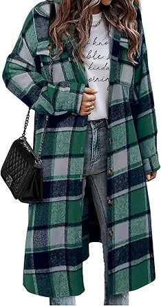 Plaid Shacket Jacket for Women - Stylish Fall Oversized Coat