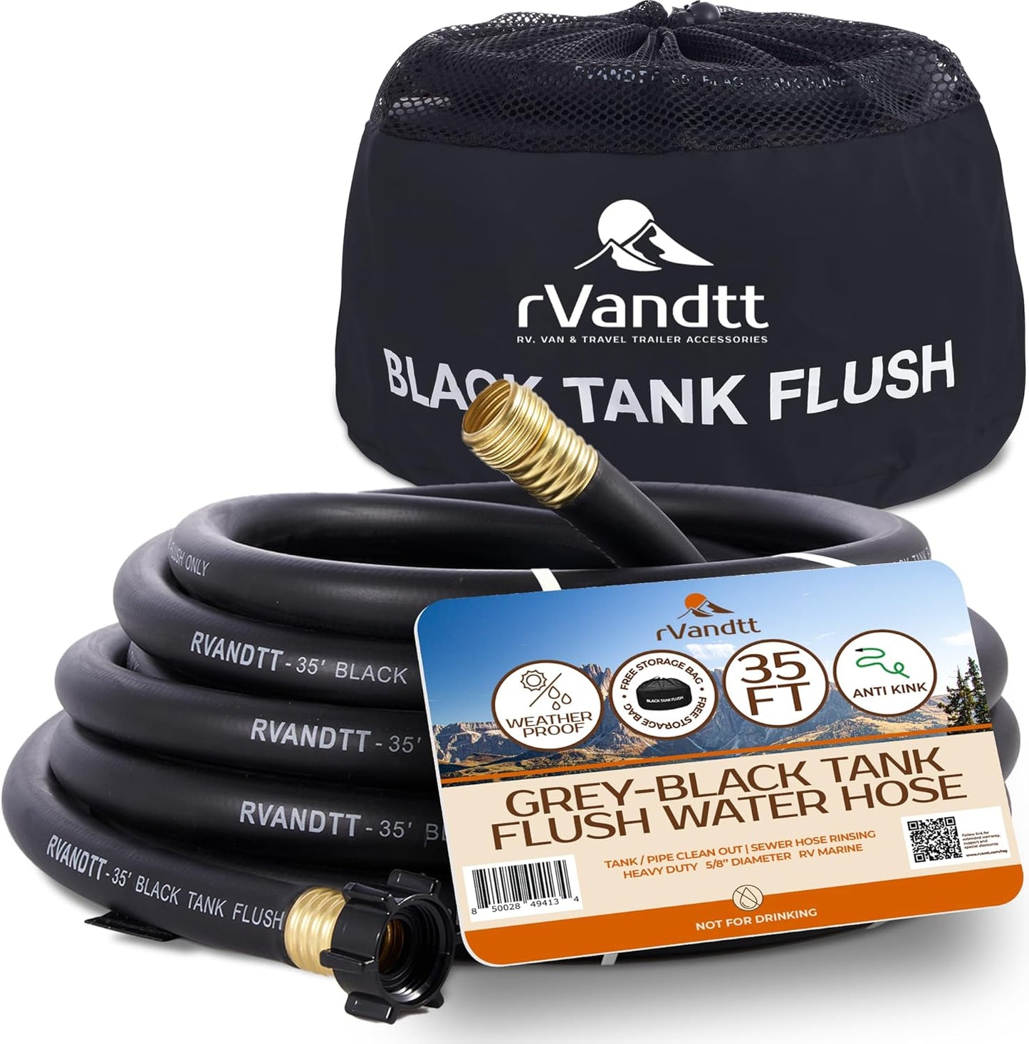 Durable Grey/Black Sanitation Water Hose for RVs and Campers