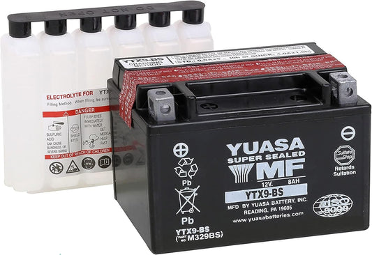 Yuasa YTX9-BS Maintenance Free AGM Battery for Motorcycles