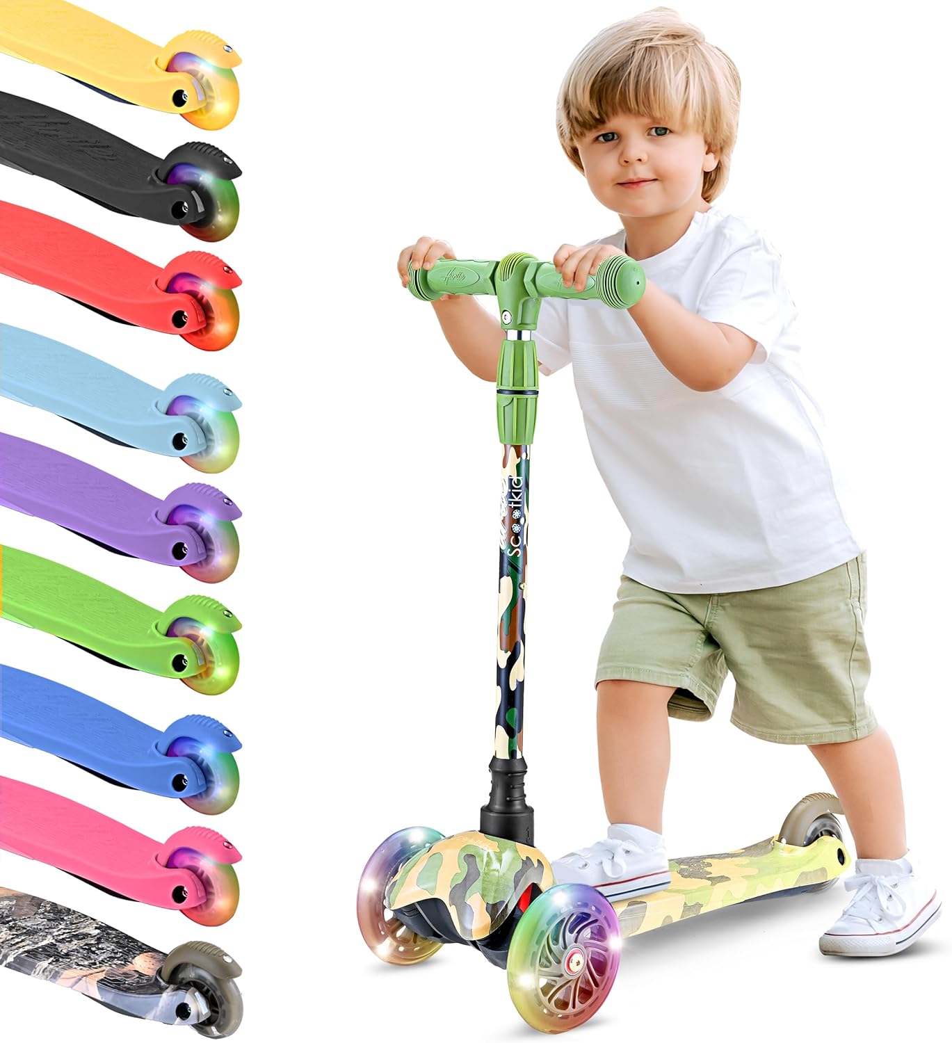 Hurtle Mini Kickboard 3 Wheel Scooter for Kids Ages 2-5 Fun
