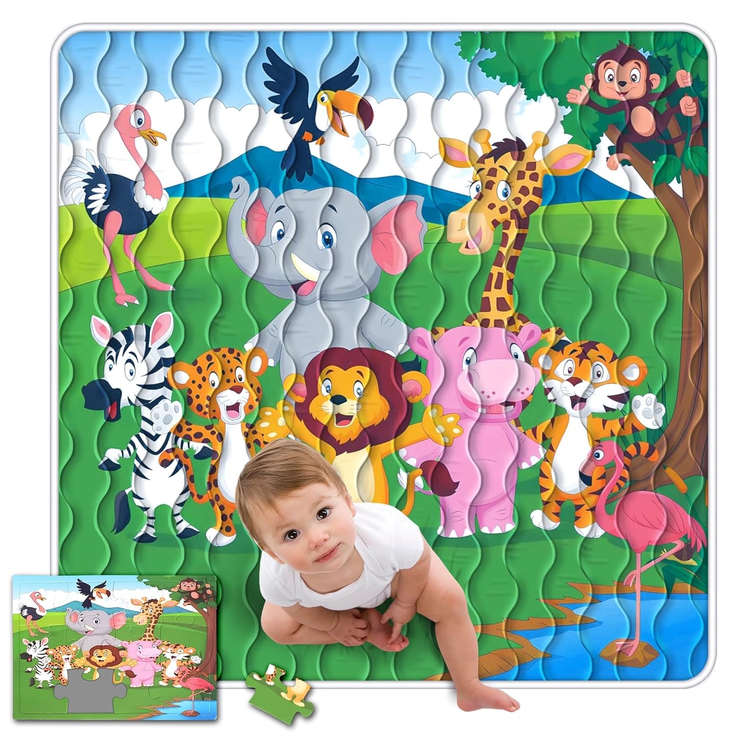 50x50 Playpen Mat with 12 Pieces Puzzle for Baby Playtime Fun