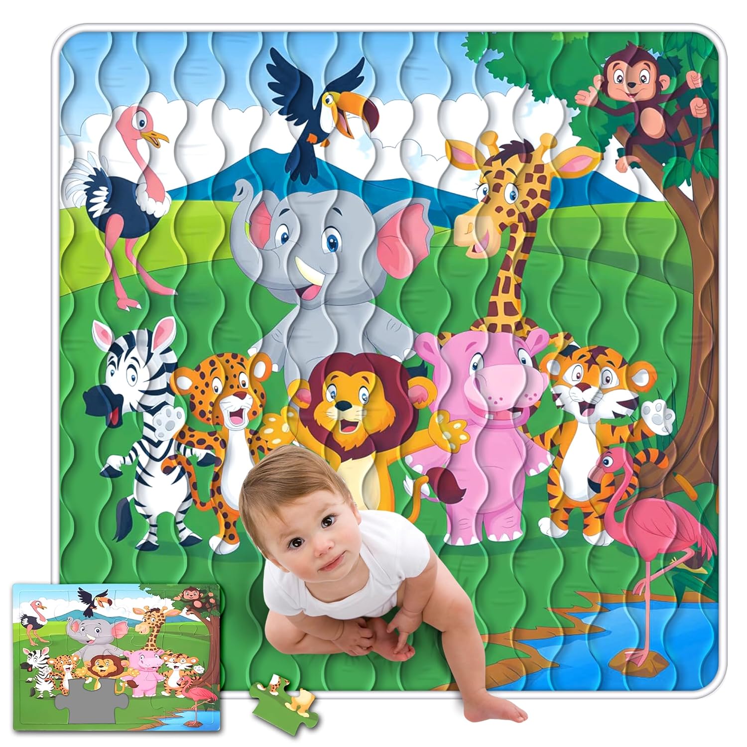 50x50 Playpen Mat with 12 Pieces Puzzle for Baby Playtime Fun
