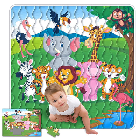 50x50 Playpen Mat with 12 Pieces Puzzle for Baby Playtime Fun