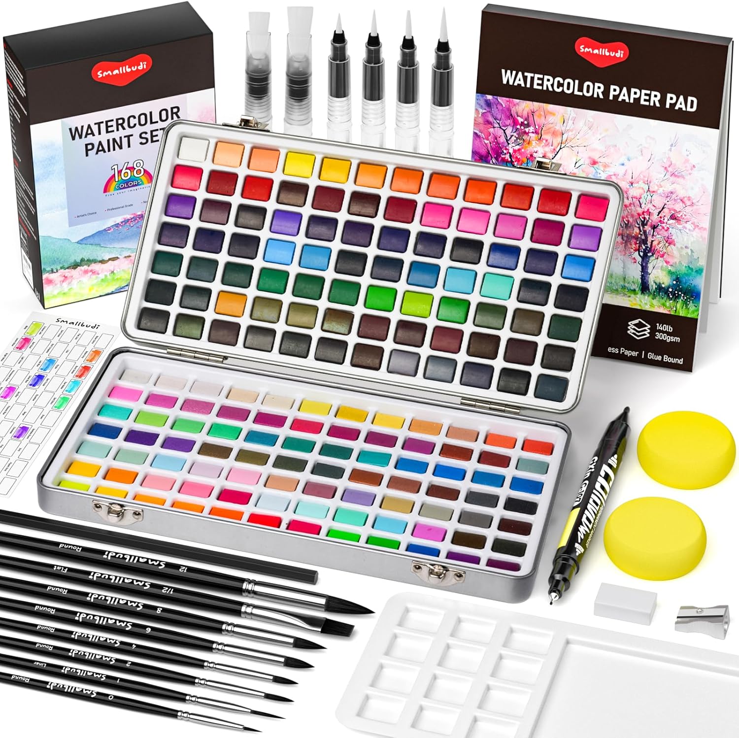 Watercolor Paint Set with 168 Colors and All Accessories Included