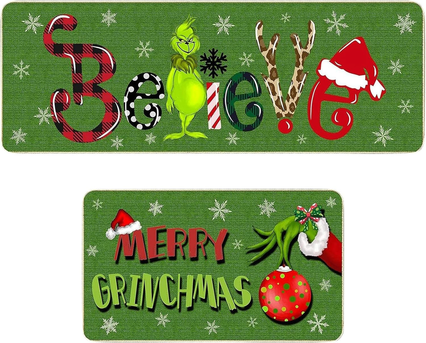 Grinch Christmas Decorations Indoor Kitchen Mats for Festive Fun