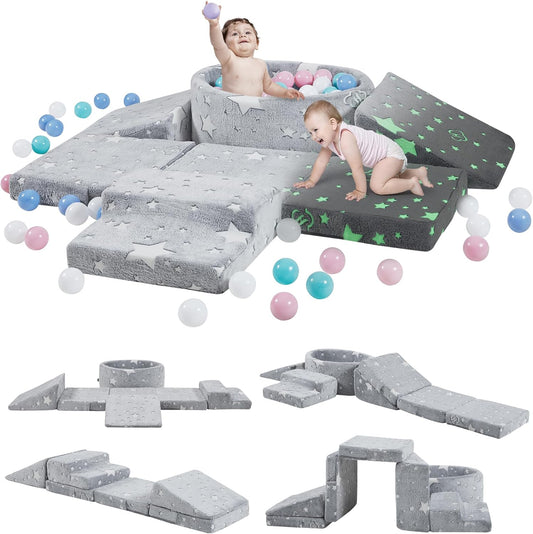 Foam Climbing Blocks with Ball Pit & Stairs for Toddlers Fun