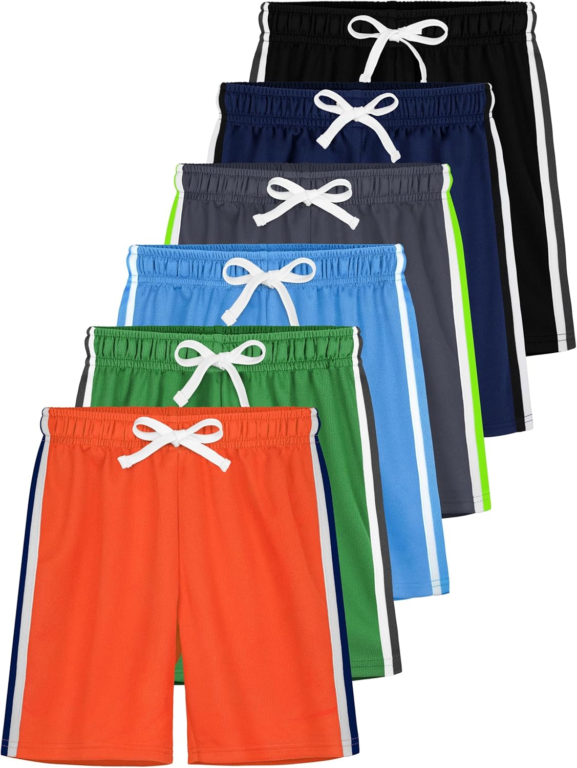 6 Pack Toddler Boys Athletic Shorts for Summer Sports Activities