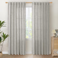 Dark Grey Light Filtering Linen Curtains 84 in Length - Semi Sheer