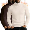 Men's Turtleneck Long Sleeve Ribbed Sweater 3-Pack - Slim Warm Basic