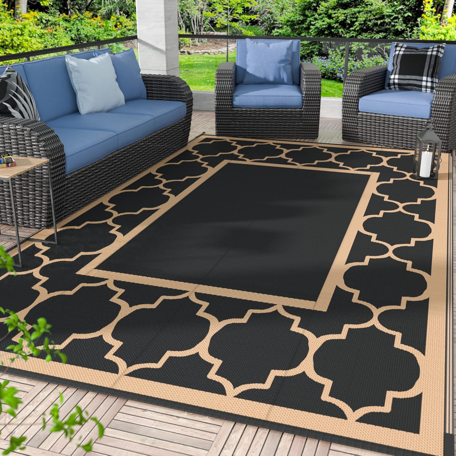 GENIMO 6ft x 9ft Outdoor Rug Waterproof for Stylish Patio Decor