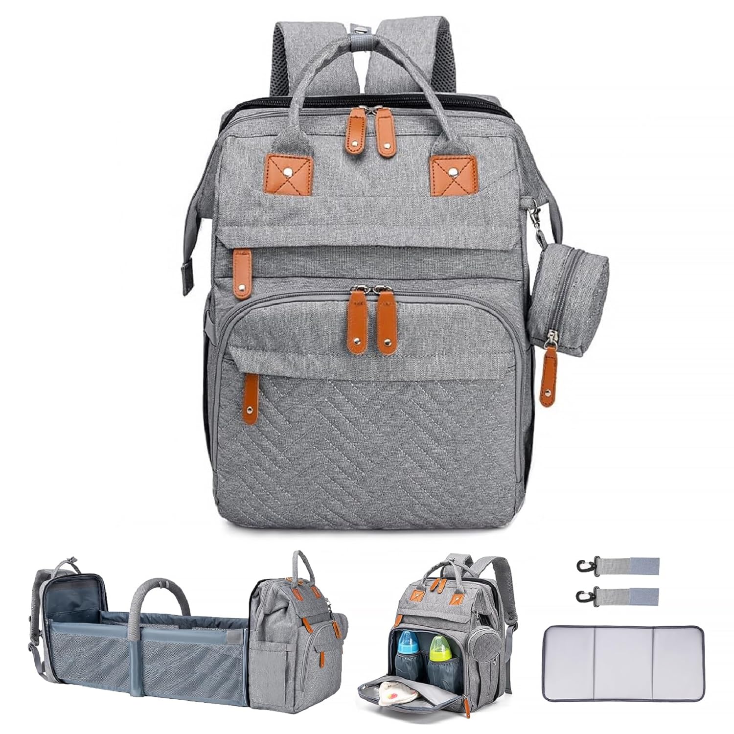 Diaper Bag Backpack Multifunctional Waterproof with Changing Station