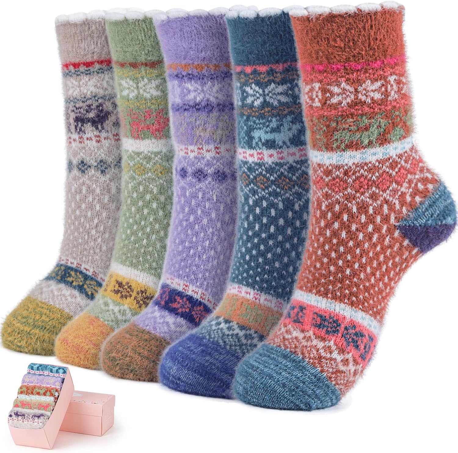 ICEIVY Fuzzy Cozy Socks for Women - Warm Comfy Winter Socks