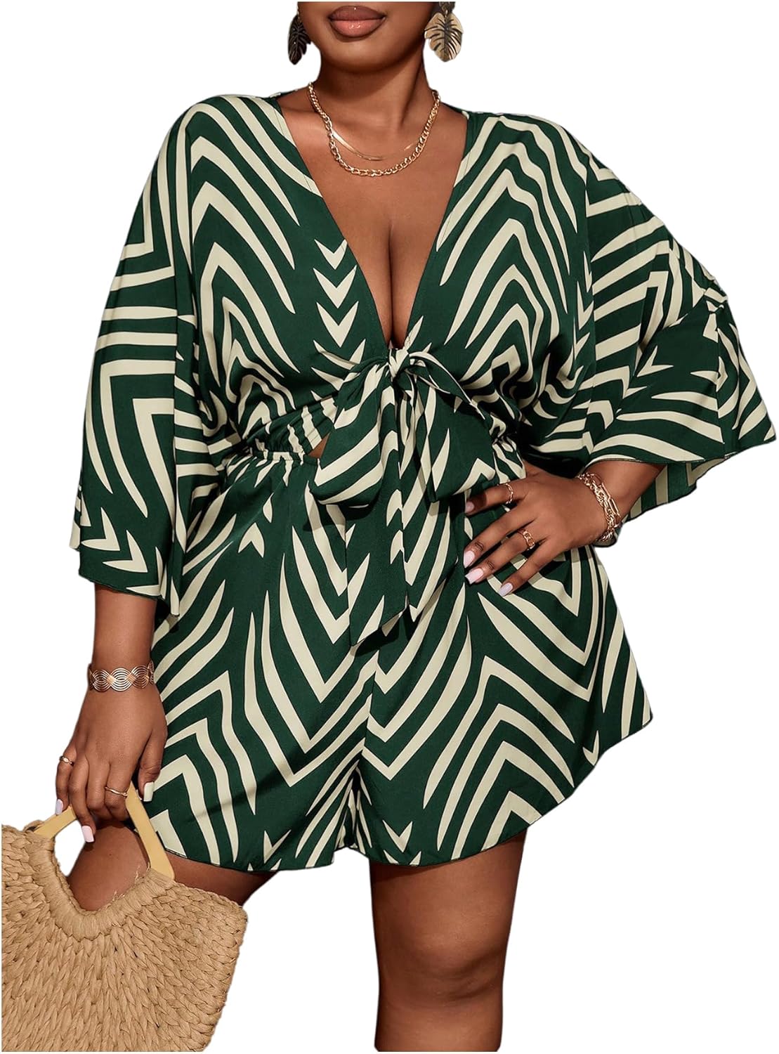 Stylish Striped Plus Size Romper for Women - Perfect for Summer