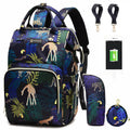 Diaper Bag Backpack Animal Print Nappy Bag with USB Port - Organized