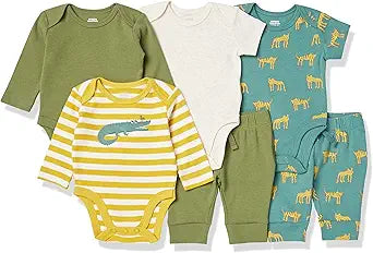 Unisex Babies' Cotton Layette Outfit Sets - Pack of 6 Essentials