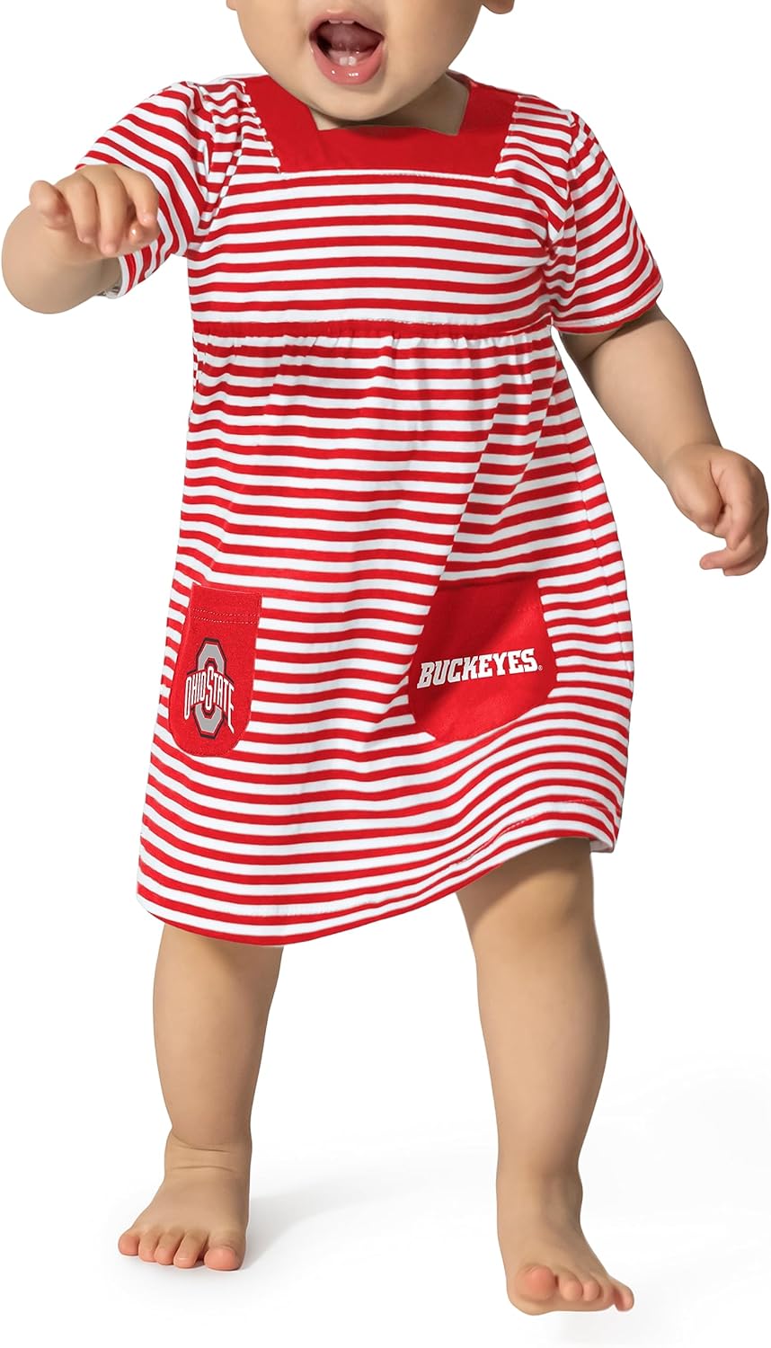 NCAA Infant Girls Short Sleeve Striped Dress with Pockets
