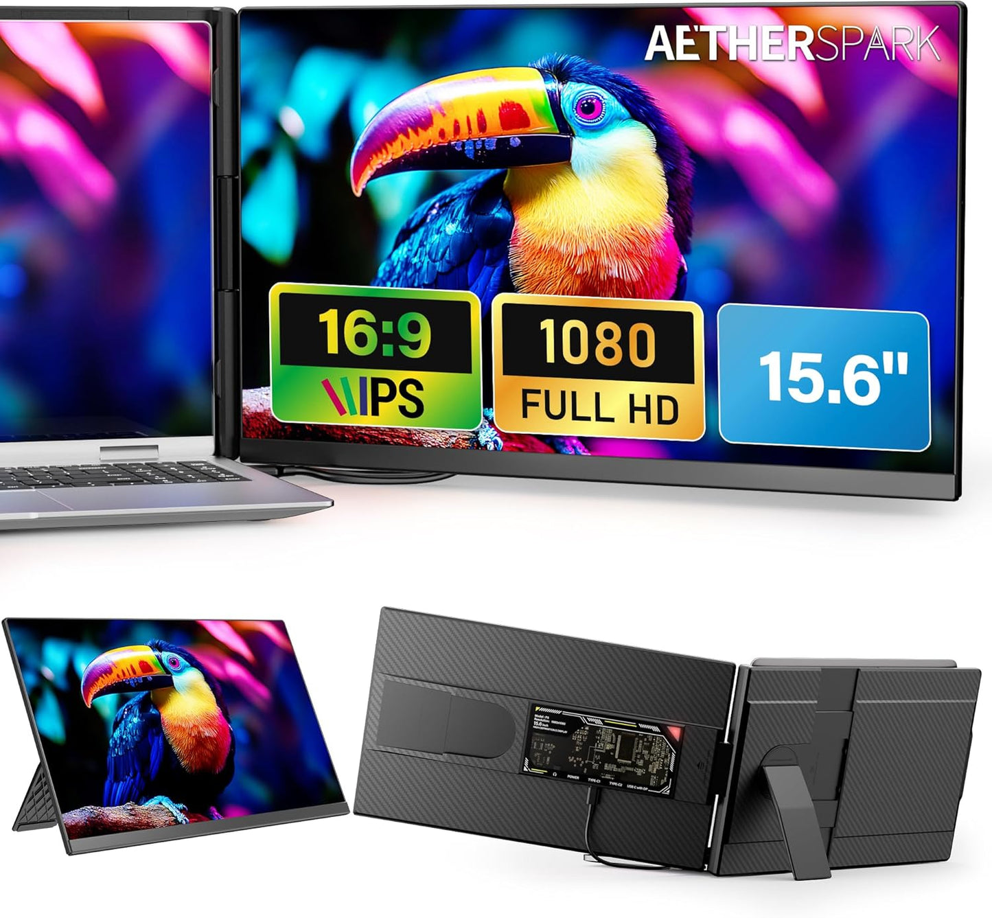 AetherSpark 15.6 FHD Dual Screen Extender