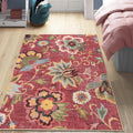 Floral Rug 4x6 Vintage Machine Washable Area Rug - Lightweight red