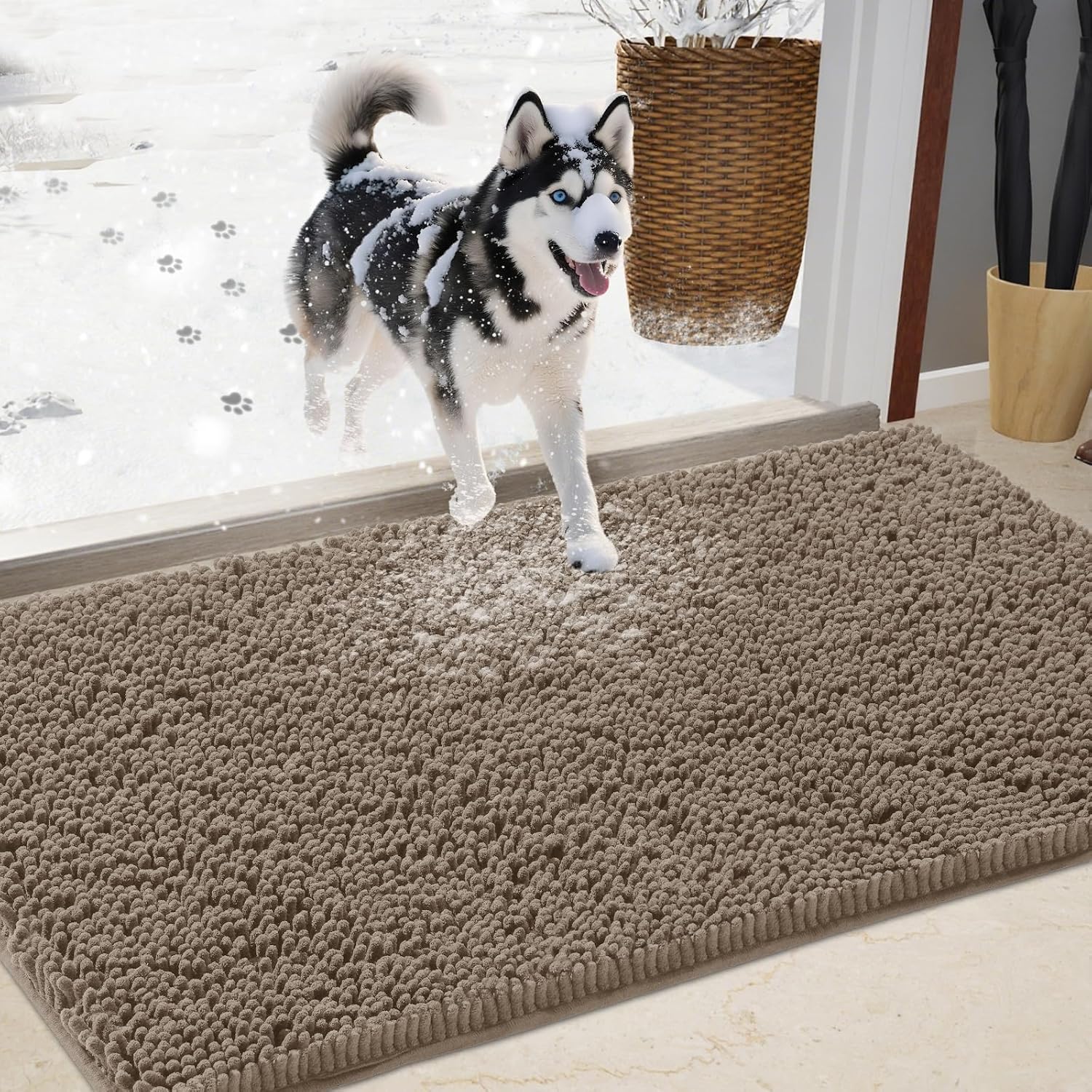 Chenille Absorbent Outdoor Doormat 60in x 36in for Dogs
