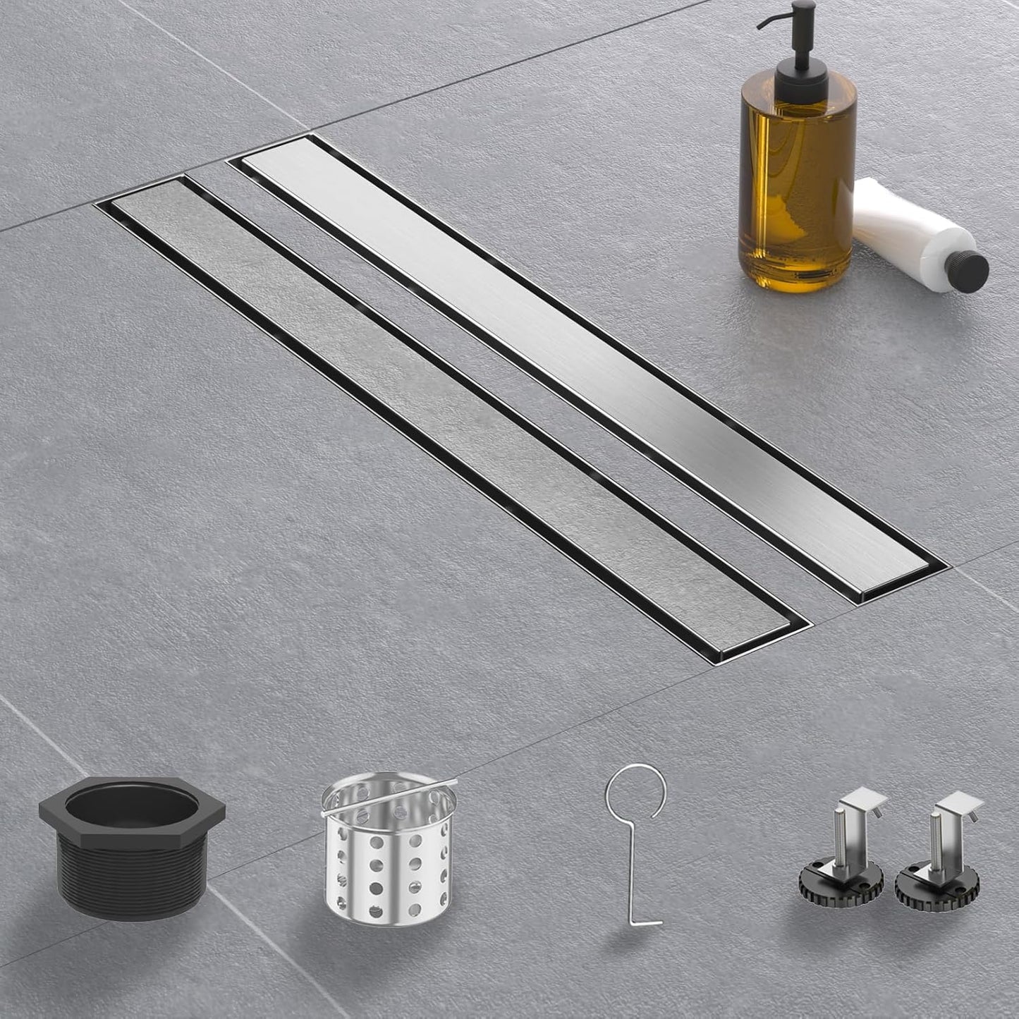 Linear Shower Drain 12 Inch Brushed Nickel Stainless Steel Design
