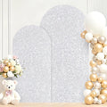 Silver Arch Covers 7.2 and 6FT Sequin Arch Spandex Cover Set of 2