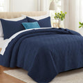 Lavsiry Navy Oversized California Cal King Quilt Set - Lightweight