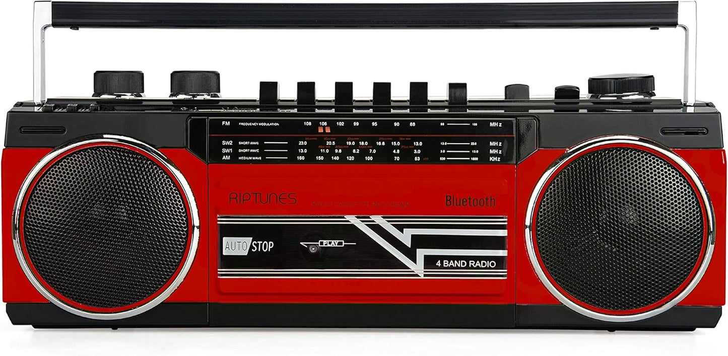 Riptunes Cassette Boombox with Bluetooth and AM/FM Radio