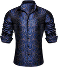 Men's Silk Paisley Western Shirt - Black Dress Button Down