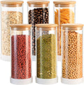 34oz Round Glass Storage Containers with Bamboo Lids - 6 Pack