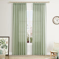 Mist Sage Pinch Pleated Linen Curtains 84 in Length - Semi Sheer