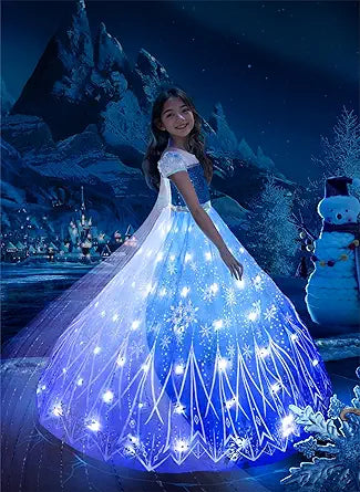 UPORPOR Light Up Girls Halloween Costume Snow Princess Dress