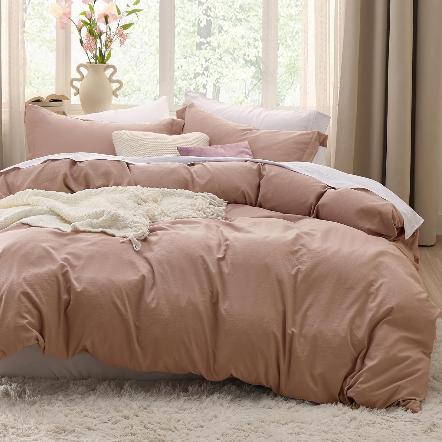 Bedsure Mocha Mousse California King Duvet Cover Set Review